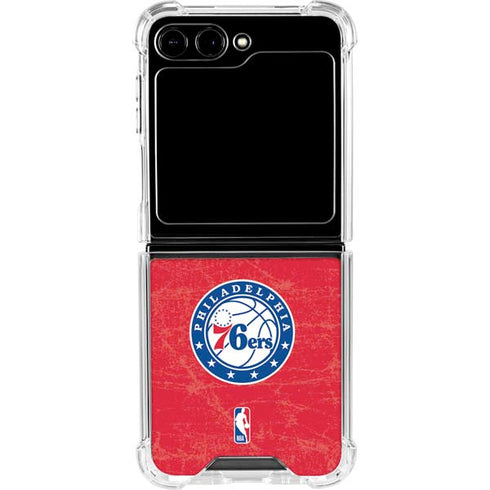 NBA Philadelphia 76ers Distressed Galaxy Z Flip6 Clear Case